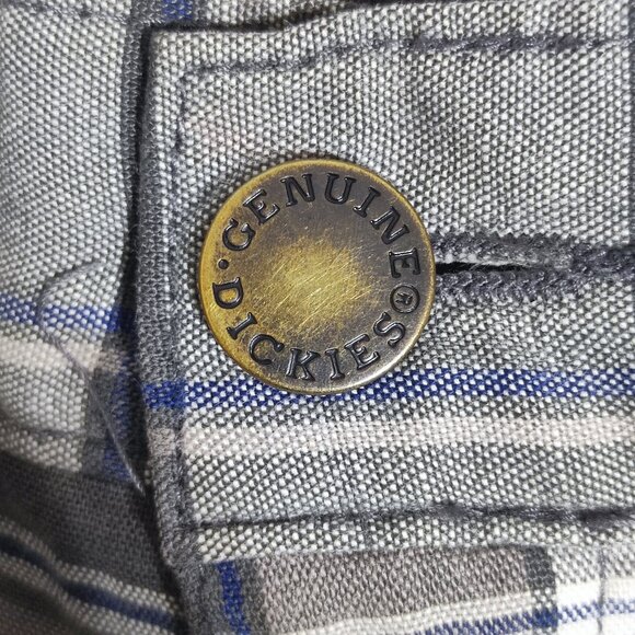 Dickies flat front lightweight shorts men's size 32 grey white chequered - Picture 5 of 13